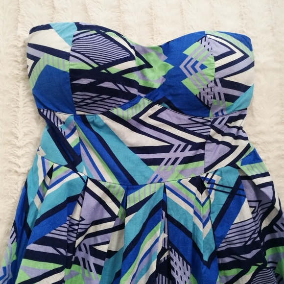 DEREK HEART Abstract Strapless Dress Size L Jr. - Picture 3 of 6